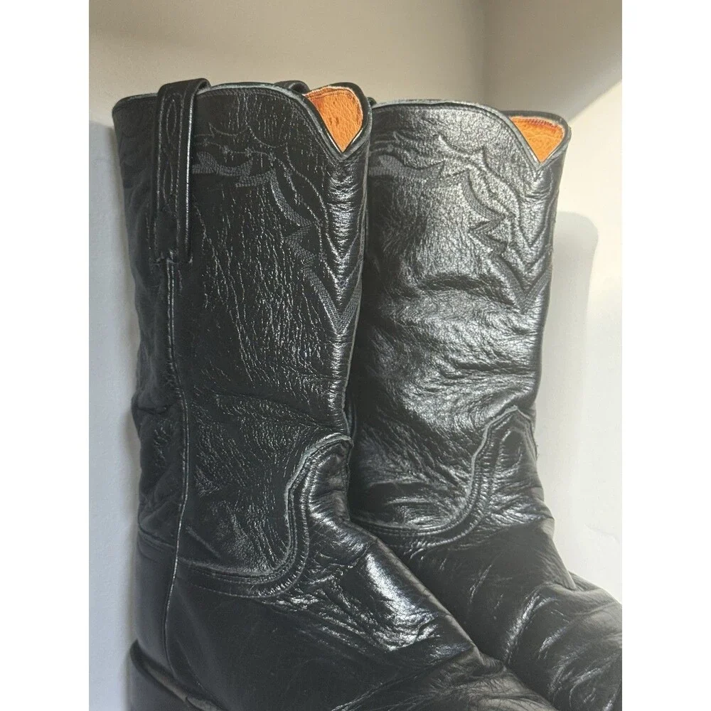 Lucchese 2000 Western Embroidery Leather Roper Boots | USA Made | Men’s 8.5 D